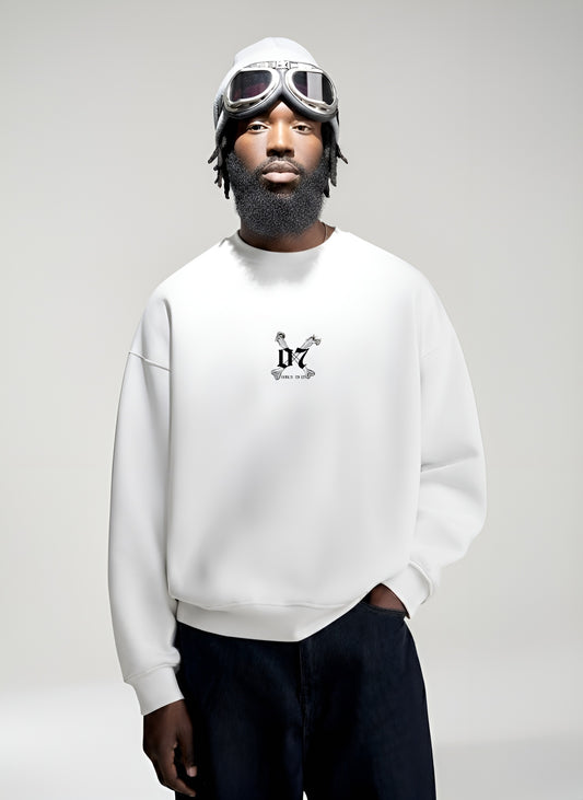 Soul in Motion” — White unisex Oversized Designer Sweatshirt