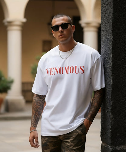 "VENOMOUS" Premium Unisex Terry Oversized Tee. Serpent Graphic