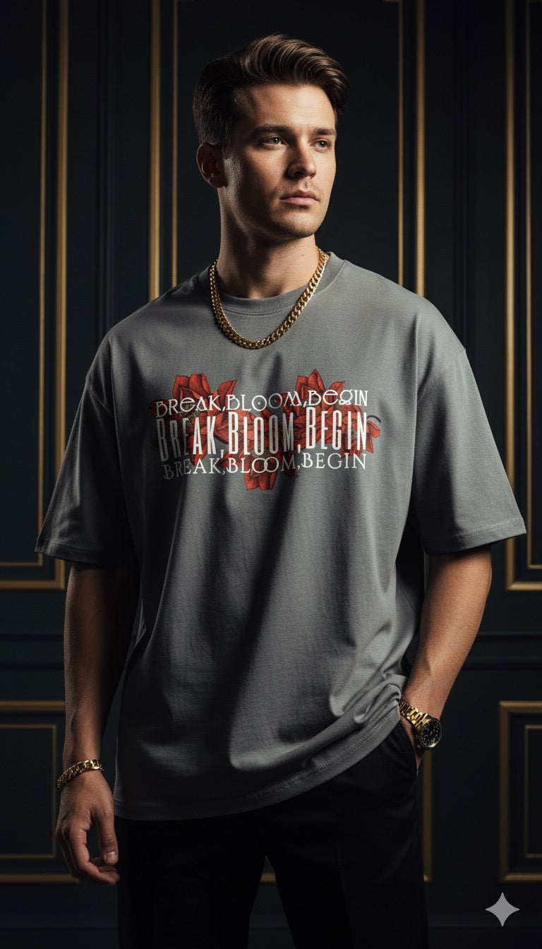 "Break, Bloom, Begin" Premium Unisex Terry Oversized Tee