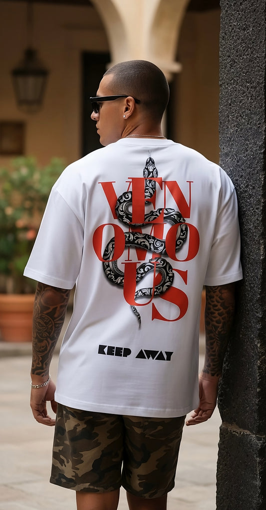 "VENOMOUS" Premium Unisex Terry Oversized Tee. Serpent Graphic