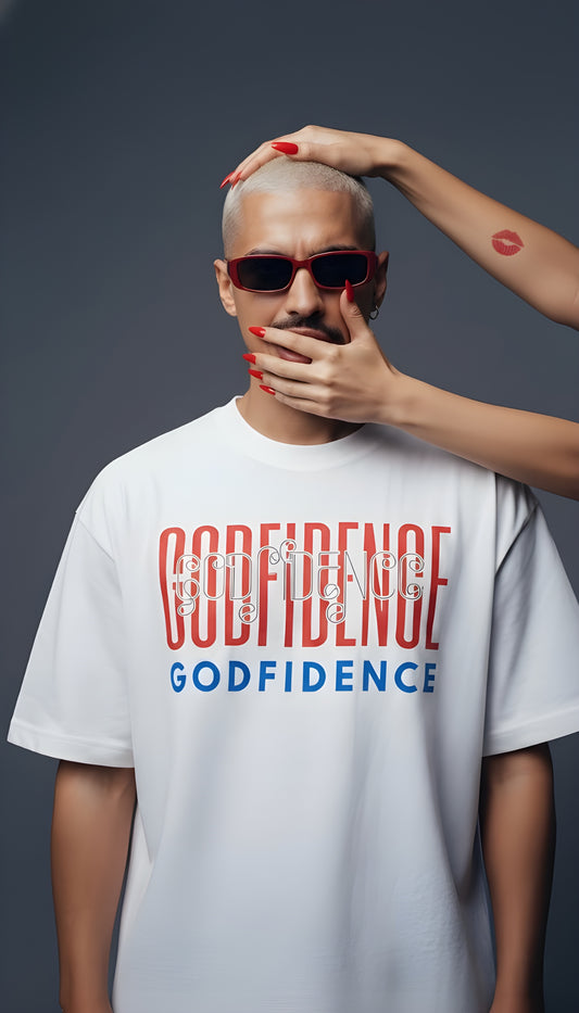 "GODFIDENCE" Premium Unisex Terry Oversized Tee.Motivational Streetwear