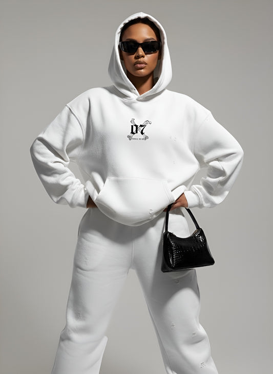 Soul in Motion” White unisex Oversized Hoodie