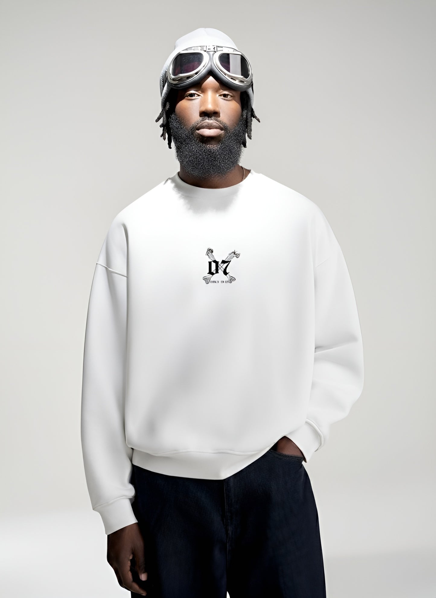 Soul in Motion” — White unisex Oversized Designer Sweatshirt