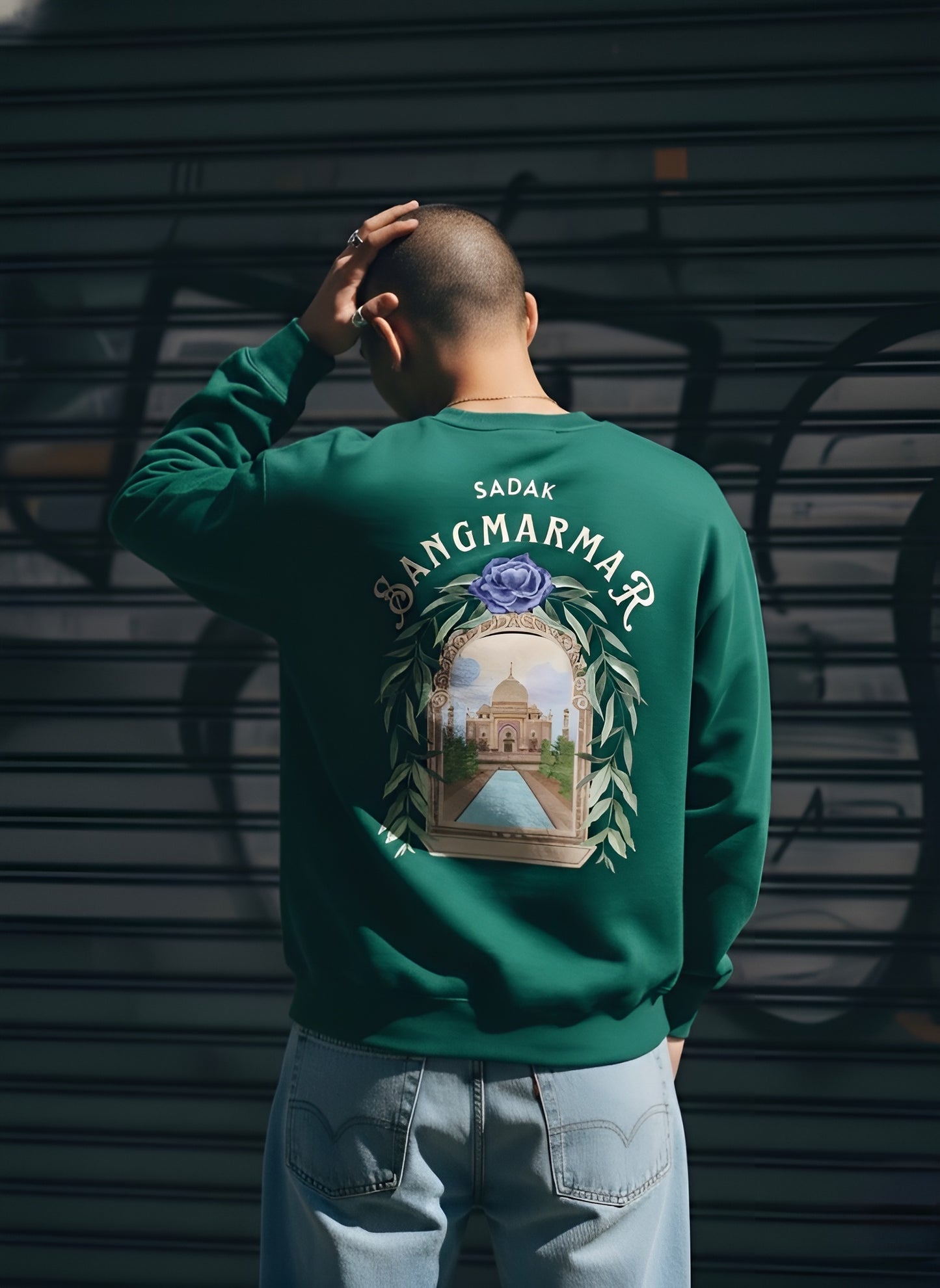 LUVAAN “SANGMARMAR / Emerald Artefact”  Unisex Oversized Sweatshirt