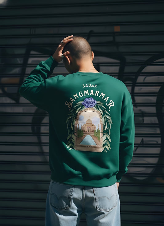LUVAAN “SANGMARMAR / Emerald Artefact”  Unisex Oversized Sweatshirt