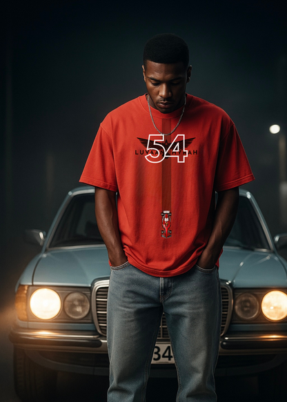 Luvaan Hyrah “Racetrack 54” Oversized T-Shirt – Red Edition