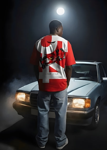 Luvaan Hyrah “Racetrack 54” Oversized T-Shirt – Red Edition